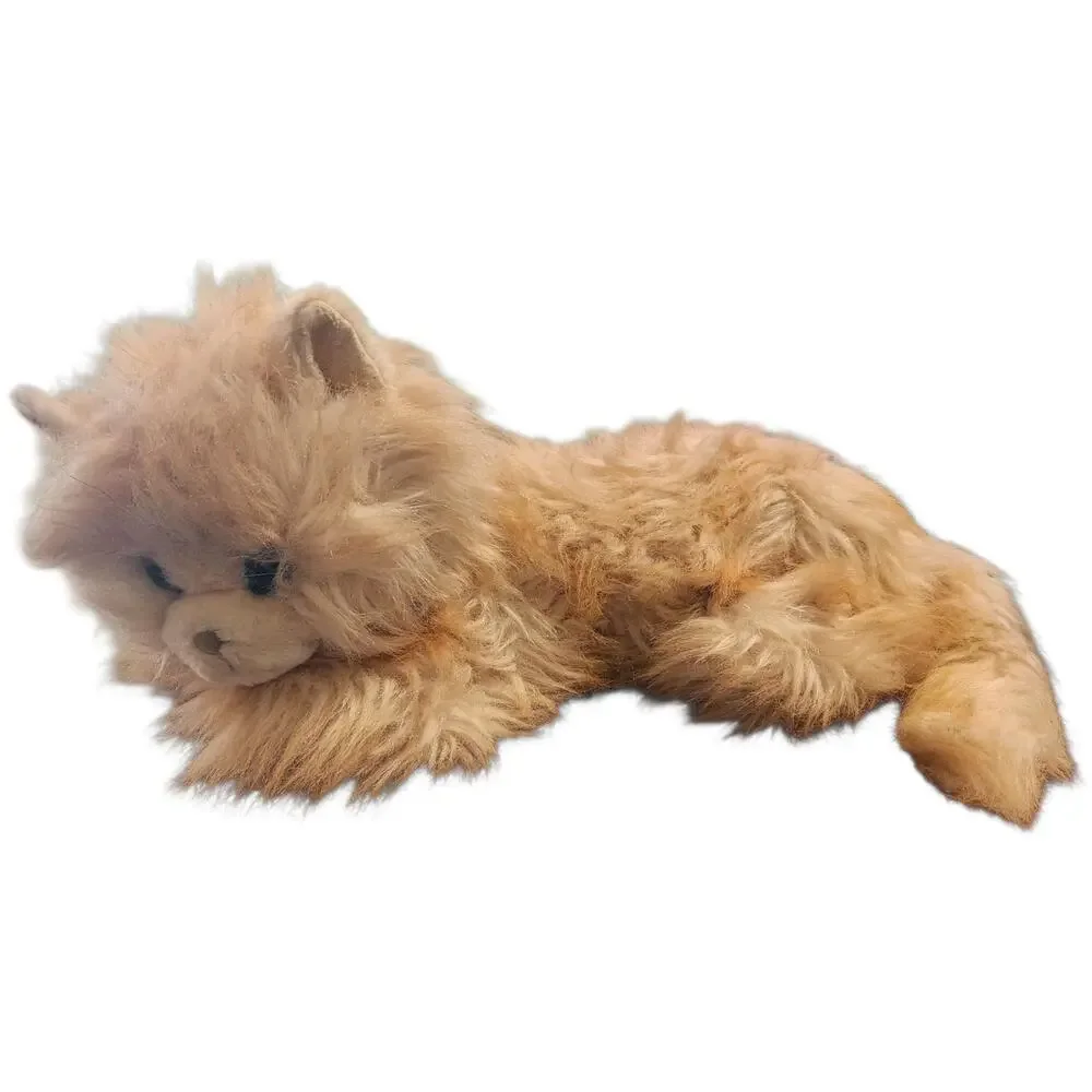 Vintage Dakin Tan Fluffy Cat‎ Plush Longhair Kitten Stuffed Animal Blue Eyes